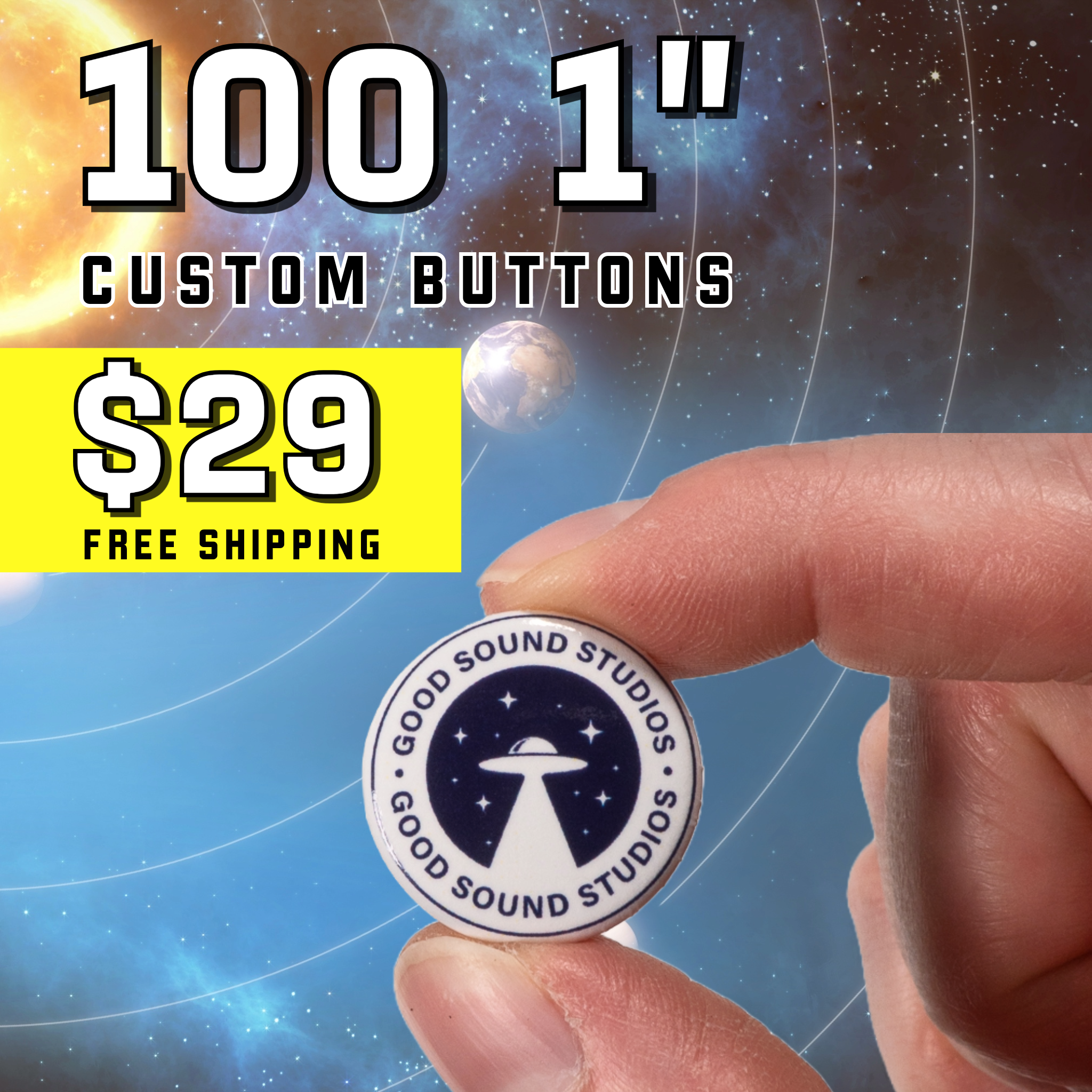 100 x 1" Buttons For $29 Upload