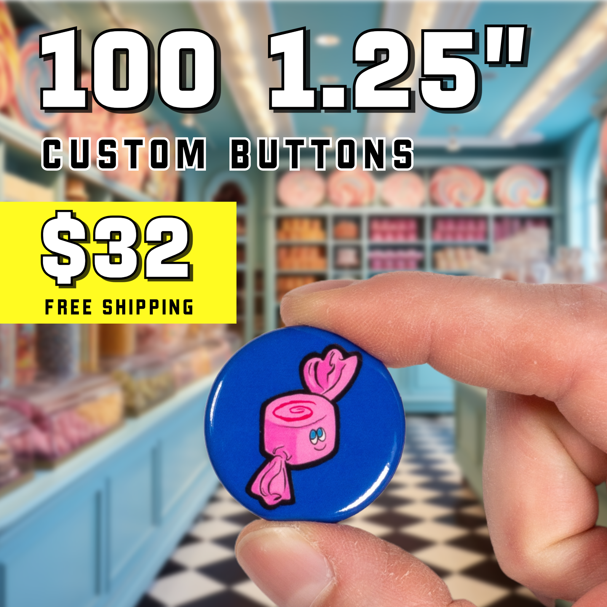 100 x 1.25" Buttons For $32